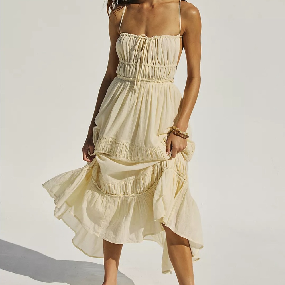 Free People Taking Sides Maxi Dress Yellow